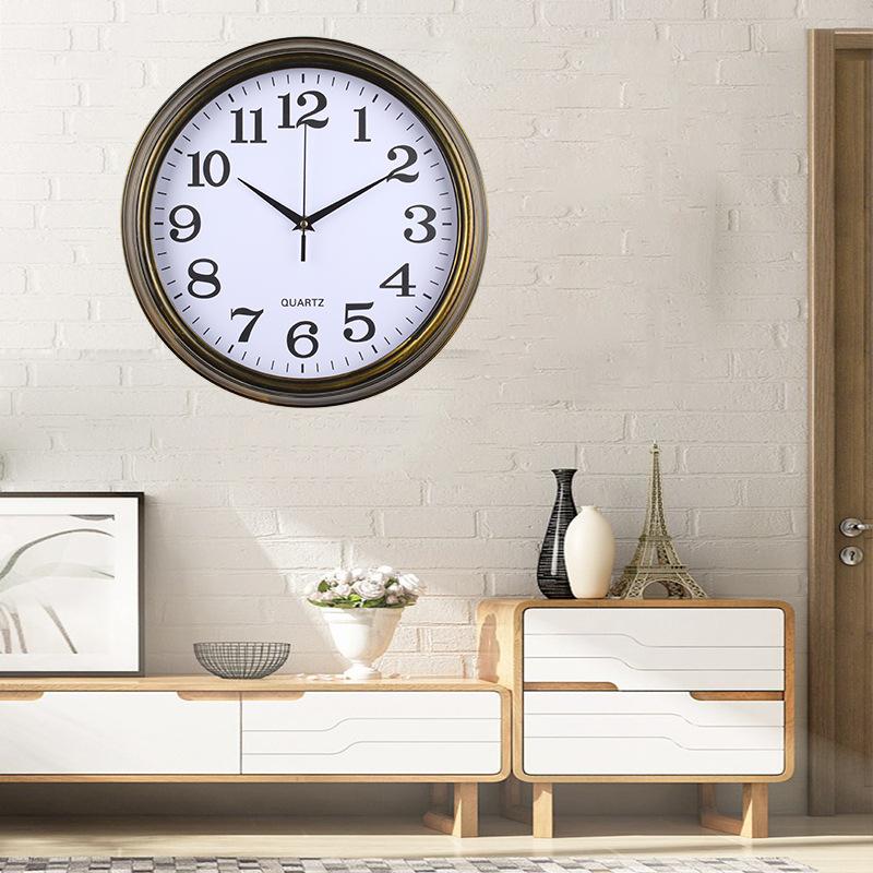 Home Wall Clock Living Room Simple Wood Grain Wall Clock Literary Clock Wooden Clock Wall Clock