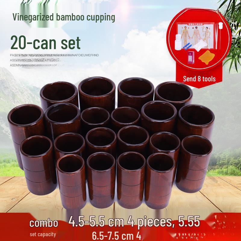 Bamboo Cupping Set: Carbonized Bamboo Charcoal Fire Cupping Jars & Tubes for Household Use