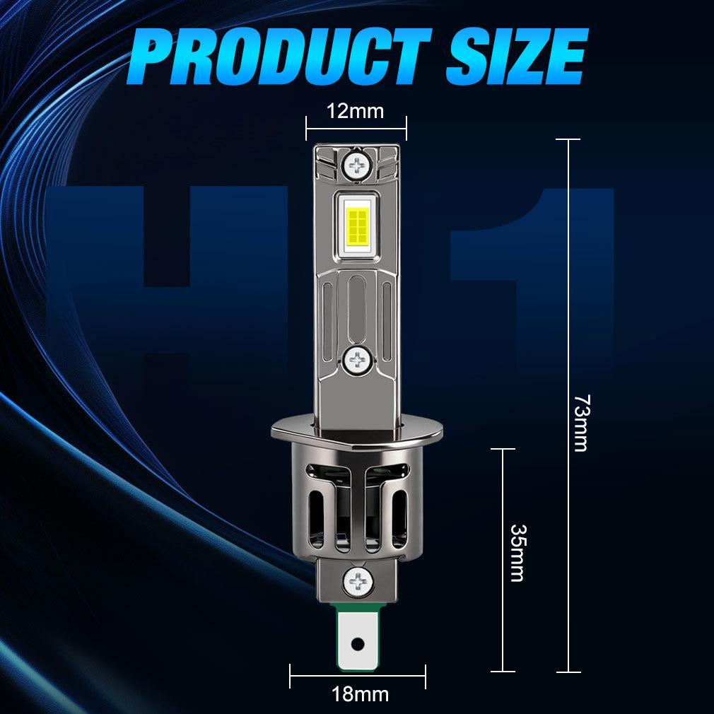 2Pcs 60000LM H1 Turbo LED Headlight Bulbs 260W Canbus Mini Wireless Lamps W/ Fan CSP Chips Super Bright for Car Fog Lights Headlamp 6500K White