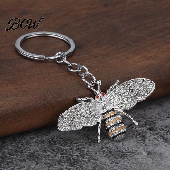 Bee Keychain for Women Rhinestone Women, Bing Alloy Car Sturdy Key Ring with Chain Ring, Decorative Accessories Handbags Backpacks Holder