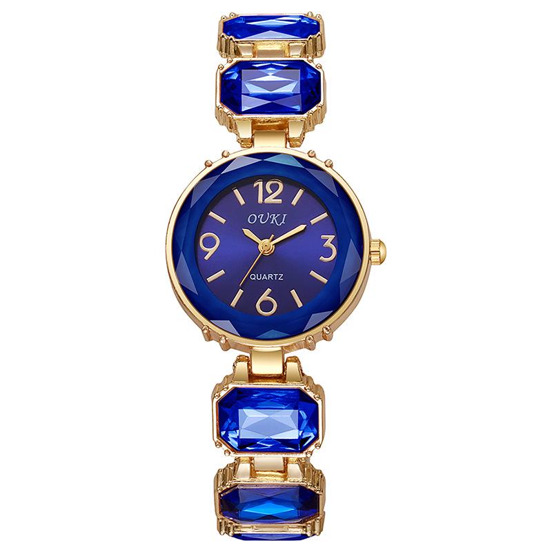 Diamond-Set Candy Ladies' Quartz Bracelet Watch - Round Dial & Square Sugar Cube Design