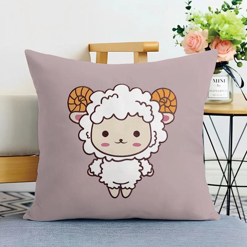 Cartoon Animal Print Decorative Pillowcase Bedroom Living Room Square Cushion Pillowcase
