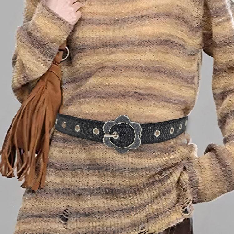 Flower Waist Chain Vintage Flower Denims Belt for Women Proms Stage and Club Party Casual Wear Elaborate Jewelry