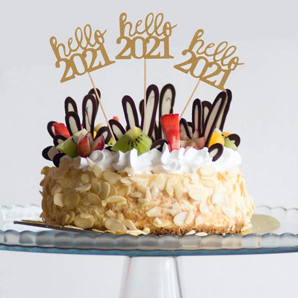 12Pcs Hello 2021 Cake Topper Birthday Cake Dessert DIY Party Decoration for Kids Women Men