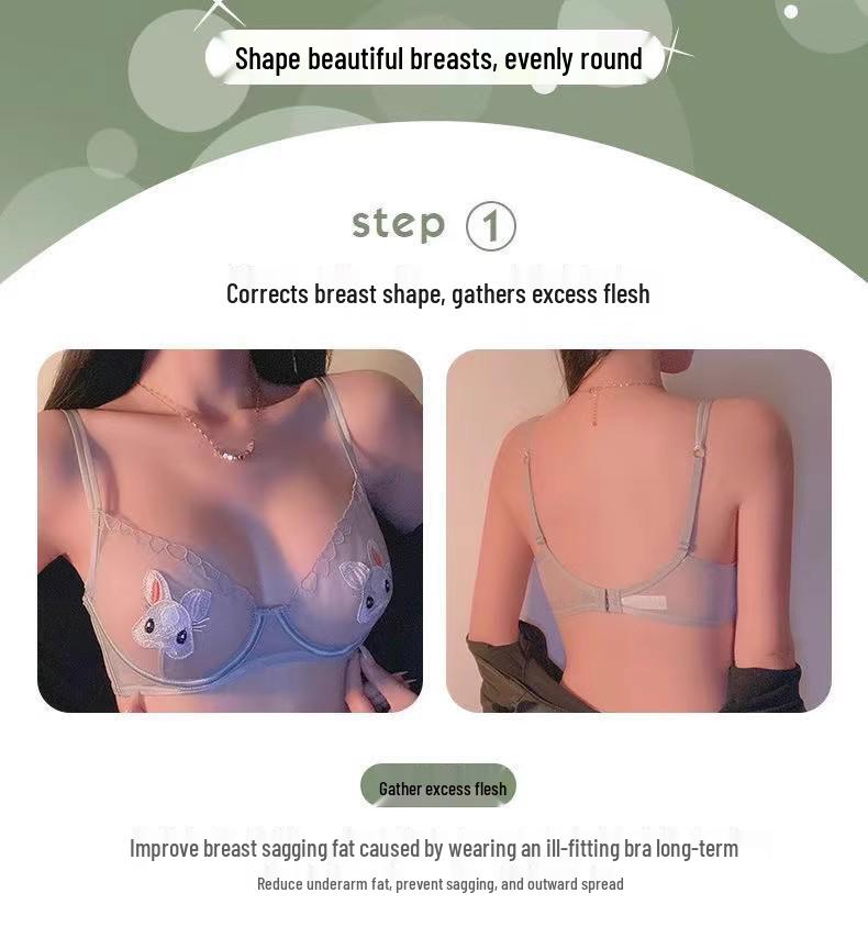 Cross-Border Sexy Bunny Sheer Underwear Set for Women: Slimming, Enhancing Bra for a Pure Desire Look