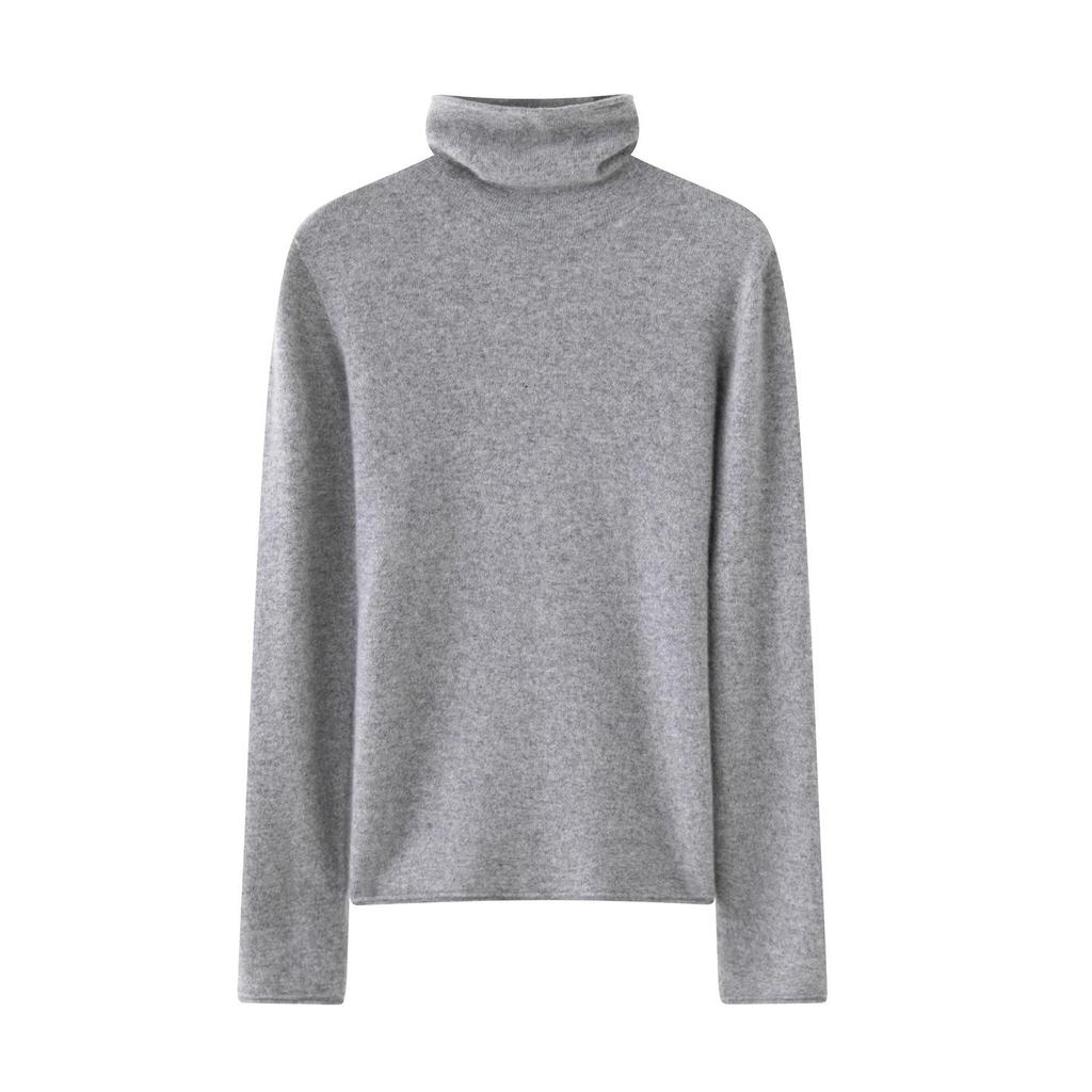 HE Basic Aesthetics Women's Cashmere Turtleneck Loose Fit Seamless Wool Sweater