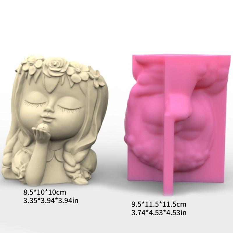 Wreath Girls Pen Holder Silicone Molds Table Ornament Mould Plasters Making Tool Succulent Planter Mold Easy To Clean