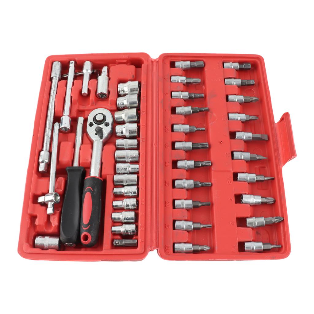 46PCS Vehicle Repair Ratchet Screwdriver Tool Complete Polished   for Motorcycle   Electric Bikes