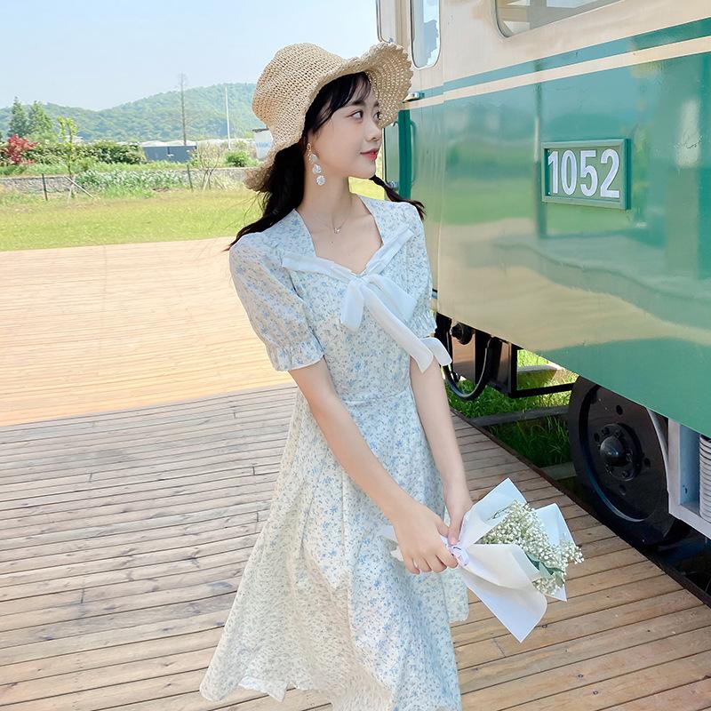 French Floral Tea Break Dress Women's Summer New Skirt Small Fresh Sweet First Love Skirt Retro Gentle