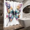 1Pc Butterfly Floral Shower Curtain - Elegant Nature Design With Vibrant Butterfly & Floral Pattern, Durable Polyester Fabric,
