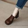 Women's British Style Leather Shoes 34-40 New Square Head Thick Bottom Thick With Comfortable Commuter Shoes Fashion High Heels