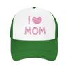 Romantic Pink I Love Mom Gift Custom Mesh Baseball Caps Women Men Spring Female Beach Sunscreen Hat Hip Hop Trucker Cap