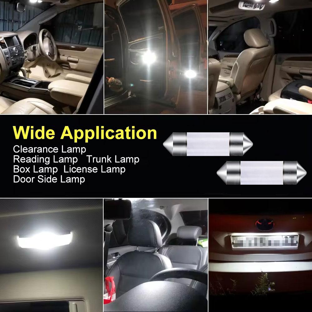 4/10 PCS C5W Festoon 31mm 36mm 39mm 41mm LED Bulbs COB 12V 6000K White Car Interior Dome Maps Reading Trunk License Plate Lights Dome Lights 6