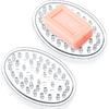 Plastic Soap Dish 2 Pack Clear Soap Dish for Bar Soap with Holes Soap Savers Soap Sponge Holder for Kitchen Bathroom Shower Counter 4.5 x 3 x 0.7