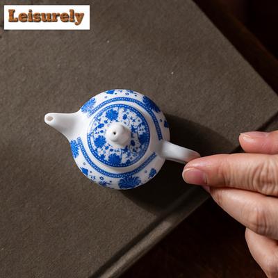 20ml Niebieski i Biały Mini Czajniczek na Palec Zabawki do Zabawy w Herbatę Mały Stolik do Herbaty Ozdoba Zwierzątko Herbaciane Kieszonkowy Zestaw Herbaciany Akcesoria do Ceremonii Herbacianej