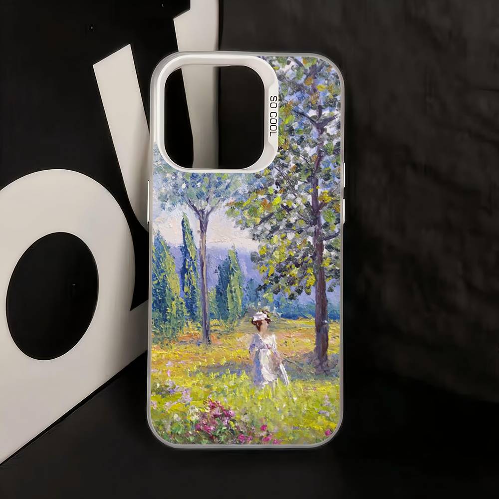 Claude Monet Impressionism Painter Silver Inside Phone Case For iPhone 17 16 15 14 11 12 13 Pro Max Plus X XR XS Max Colored