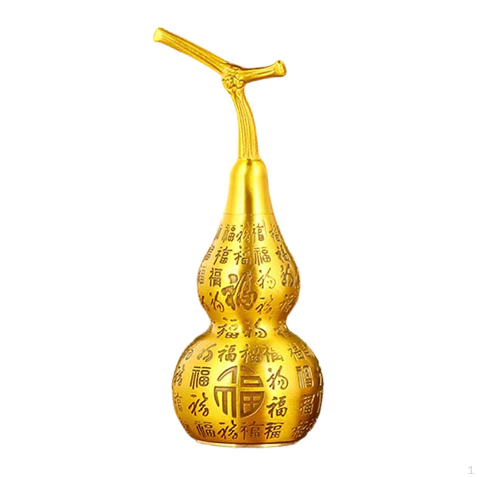 

Brass Gourd-Shaped Statue with Porter Inscription, Feng Shui Decorative Sculpture for Height 10cm