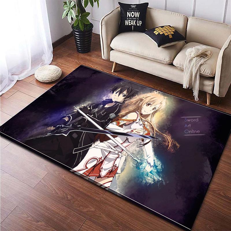 Hot Anime SAO Sword Art Online Modern House Living Room Floor Matte Bedroom Carpet Poster Mat Pattern Decorative Square Rug Gift
