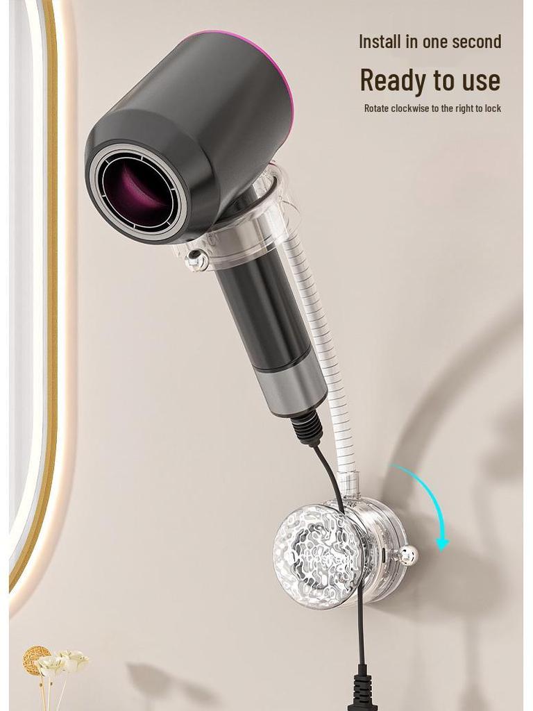 Hands-Free Suction Cup Hair Dryer Holder & Stand – No-Drill Bathroom Rack