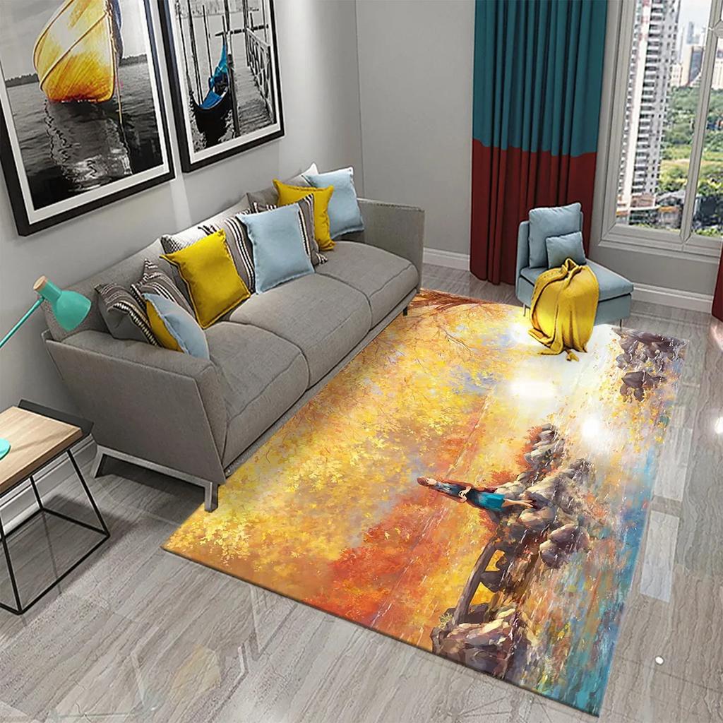 Tree Oil Painting Pattern Carpet Door Mats Doormats Kitchen Bathroom Non-Slip Carpet Living Room Bedroom Decor Floor Mat Rugs