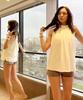 VLANDA Romantic Holiday Midi & High Short Set [Top & Shorts Set]