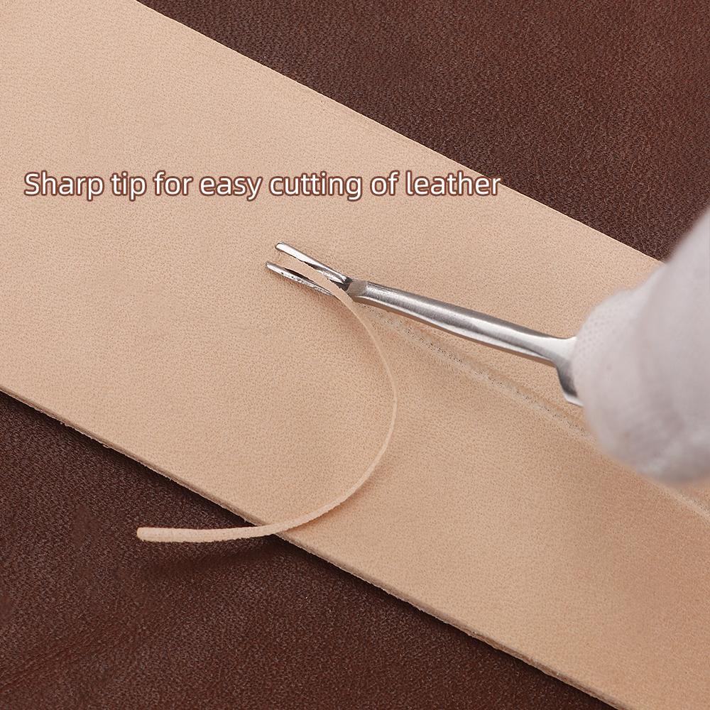 1 Set Premium Edelstahl Lederhandwerk Schlitzwerkzeug Set - Rillstichel, V & U-Form Hohleisen, Kantenabschrägungs Messer, DIY Stanzwerkzeuge
