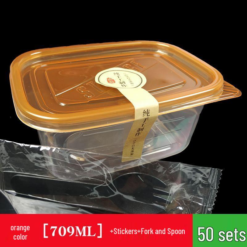 280ml Rectangular Transparent Plastic Salad Box with Lid for Fresh-Keeping and Takeaway