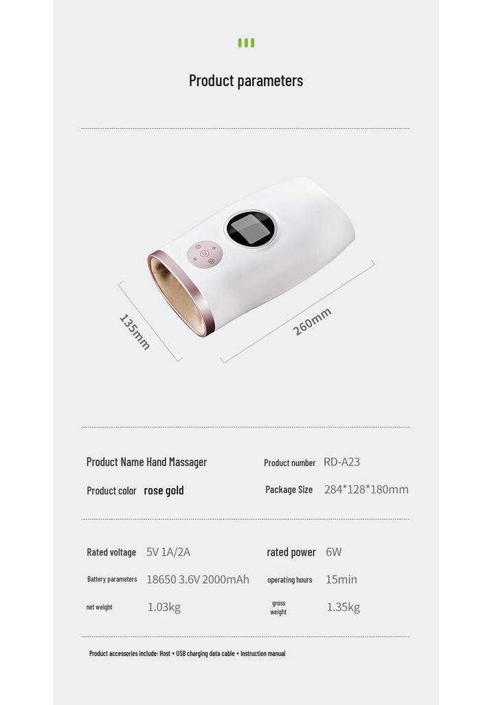 Electric Hand Massager with Finger Acupoint Heating Protection