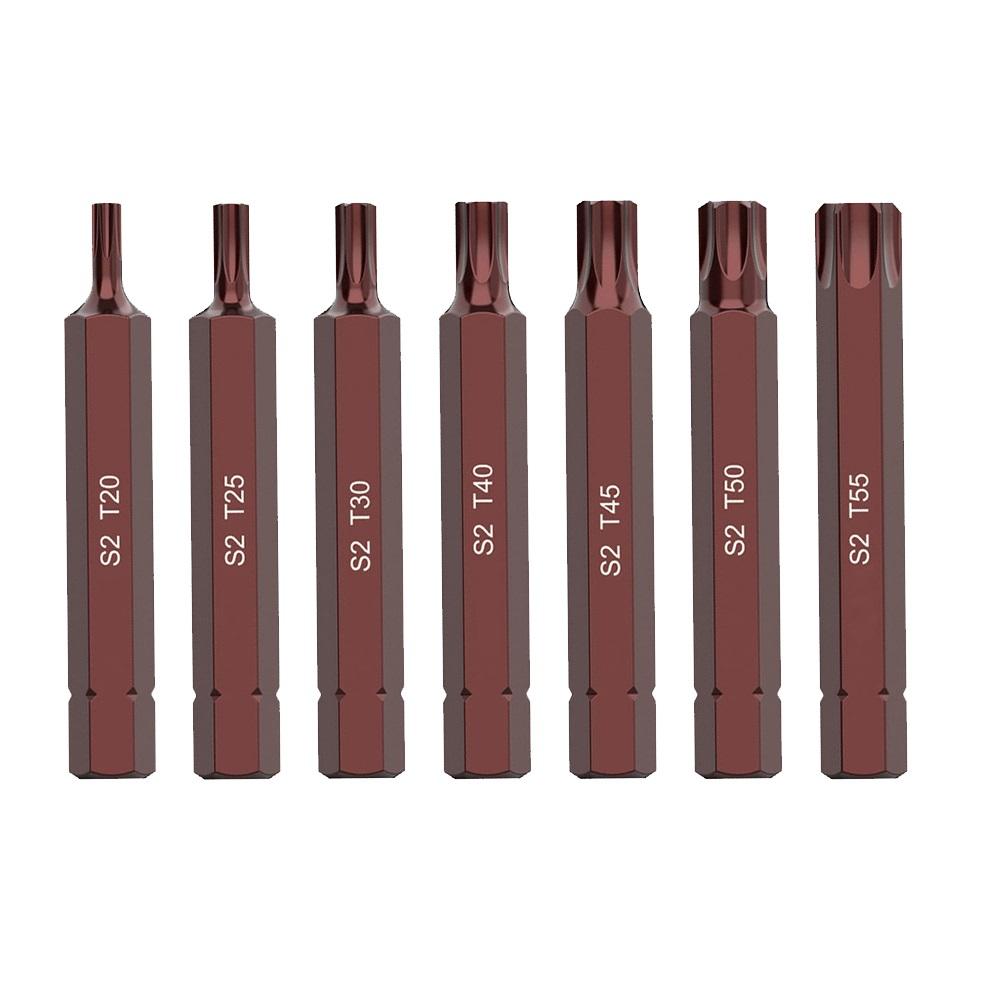 7 PCS Solid Hex Shank Torx Screwdriver Bits Set T20-T25 Magnetic Impact Screwdriver Head Hex Shank Electric Driver Drill Tool