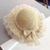 Kids Girls Hats New Fashion Summer Lace Flowers Caps Breathable Straw Hat Lady Elegant Sun Hat Lovely Pompom Baby Bonnet Bag Set
