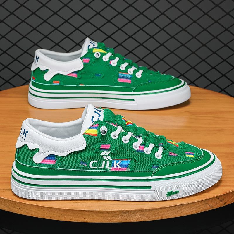 Frühlings Herrenschuhe neue atmungsaktive zerrissene Canvas-Schuhe trendige vielseitige Schuhe Herren Ein-Pedal-Trendschuhe