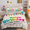 Happy Birthday Duvet Cover King Queen Size 2 3PCS Polyester Bedding Set For Kids Boys Girls Cartoon Party Gift