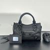 25 Neue B-Familie Le Ci Damen Tasche Motorrad Cool Würzig Retro Niete Nylonstoff Leder Handgehalten Schulter
