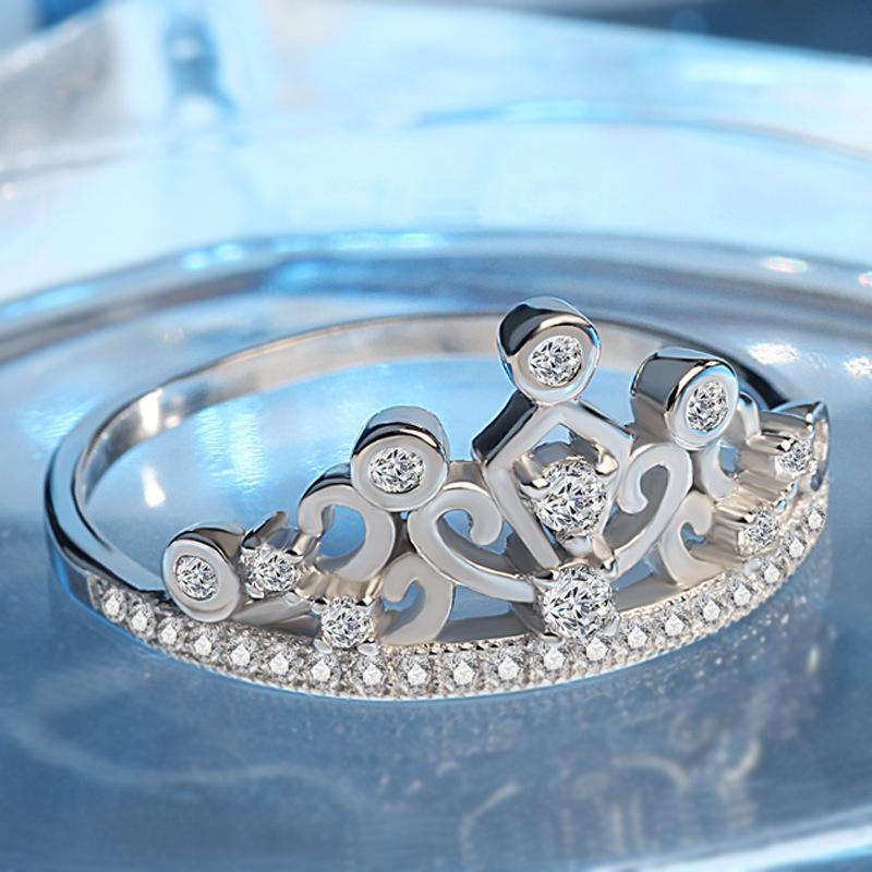 Step Into Silver Jewelry Crown Ring Ring Women'S Zircon Diamond Ring