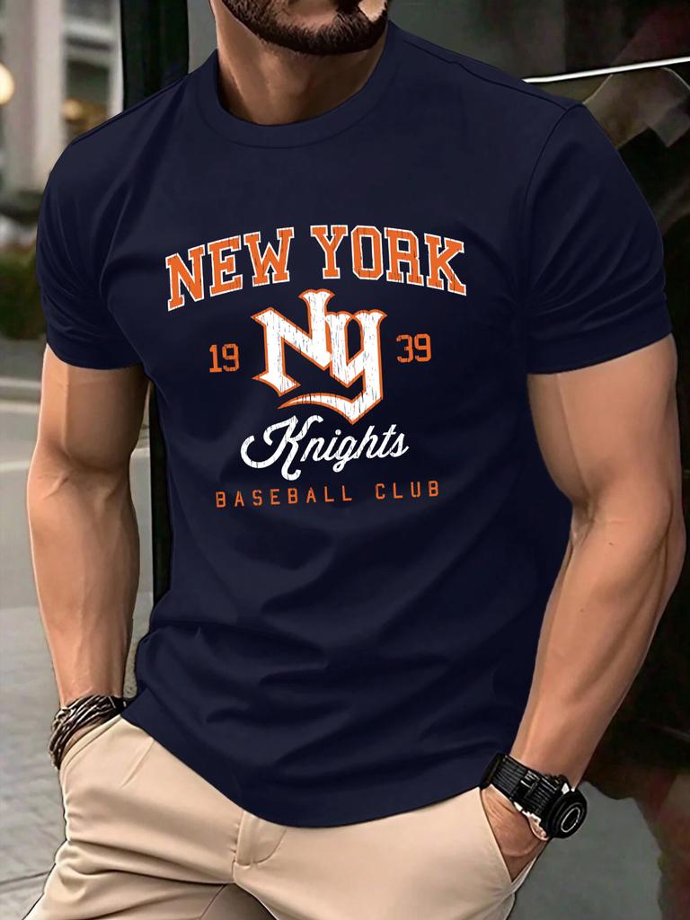 New York Baseball Club Printed TShirt Men Soft AllMatch T Shirts Cotton Casual Clothing Crewneck Oversize Man Short Sleeve