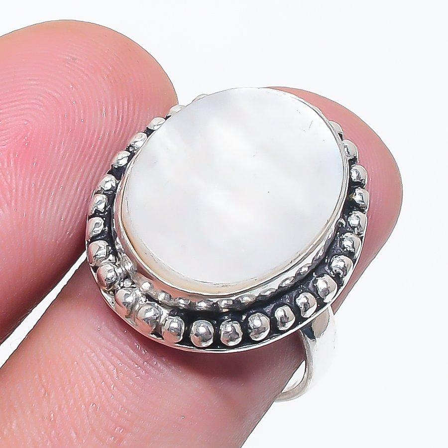 

Натуральный перламутр драгоценный камень 925 стерлинговое серебро ювелирное кольцо размер 7 o5P69