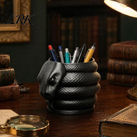 Dark Style Desk Accessory 3D Printed Snake Shape Pen Holder, Creative Desktop Organizer for Pencils Durable Colored Gel Pens Utility Knives,