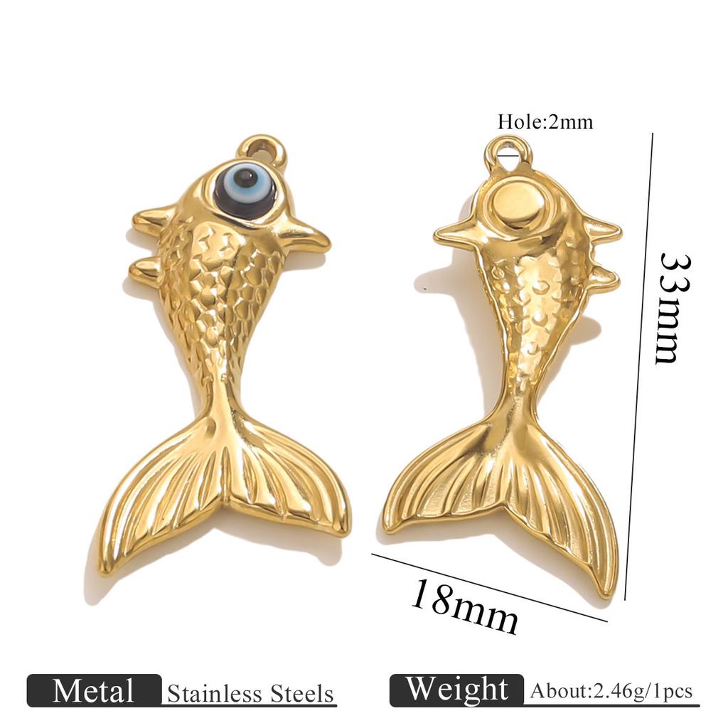 Yori Stainless Steel Koi Carp Pendant Ocean Creative Retro Pendant DIY Handmade Jewelry Accessories Handmade Bracelet Necklace