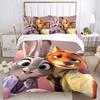 Juego de Ropa de Cama con Estampado de 3 Piezas de Judy y Nick de Zootopia (1 funda + 2 fundas de almohada, sin relleno)