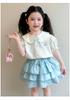 Girls' summer short sleeved set 2026 new baby shirt cake skirt two-piece set children's summer stylish clothes