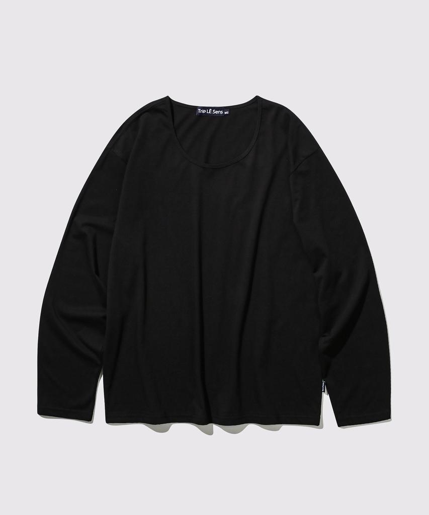 TRIP LE SENS [Set] Basic U-Neck Silket Cotton Long Sleeve Tee