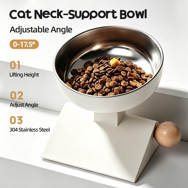 New Adjustable Height Raised Pet Bowl Stainless Steel Elevated Feeder for Dog Cat Comfortable Eating Anti-Slip Stable Base