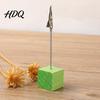 Solid Wood Memo Clip 2 Pcs Wooden Cube Base Holder with Clips Mini Table Water-based Paint Desk Accessory Number Stands for Name Cards Photos,