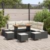 9-piece Garden Sofa Set with Black Cushions In Poly Rattan and Acacia, 2-seater Garden Sofa 3362790