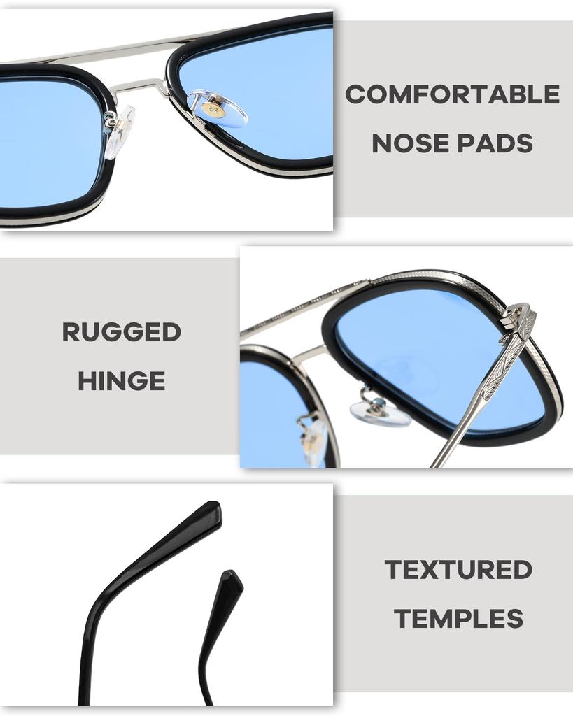 Classic Retro Square Eyeglasses Sunglasses Metal Sunglasses [SHEEN KELLY] Men's