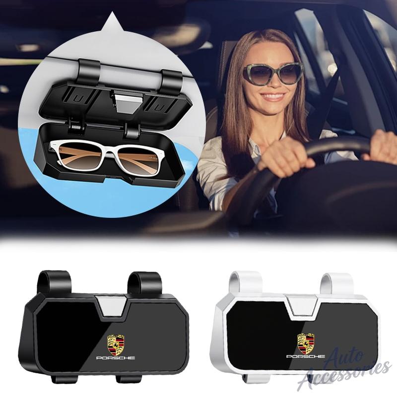 Car Sun Visor Glasses Case Organizer Storage Box Accessory For Porsche Panamera Spyder Carrera Macan Cayman Cayenne 911 Sticker CVH1