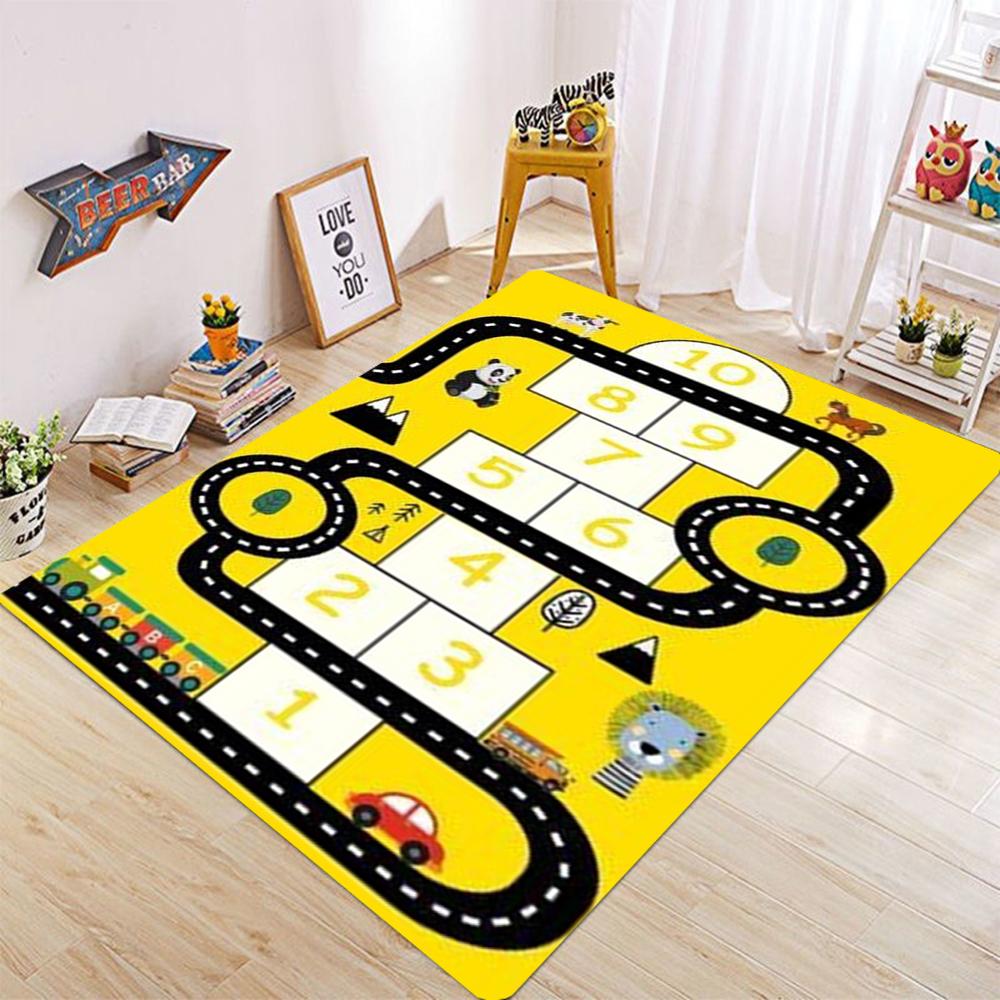 Roztomilý kreslený puzzle koberec Nadýchaná dekorace herny Dětský koberec k posteli do ložnice Podložka na hraní pro děti Kawaii dekorace pokoje