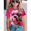 Camiseta para Niñas Estampado 3D Perro Lindo Gráfico Camisetas Verano Manga Corta Casual Moda Cuello Redondo Manga Corta Infantil Clo