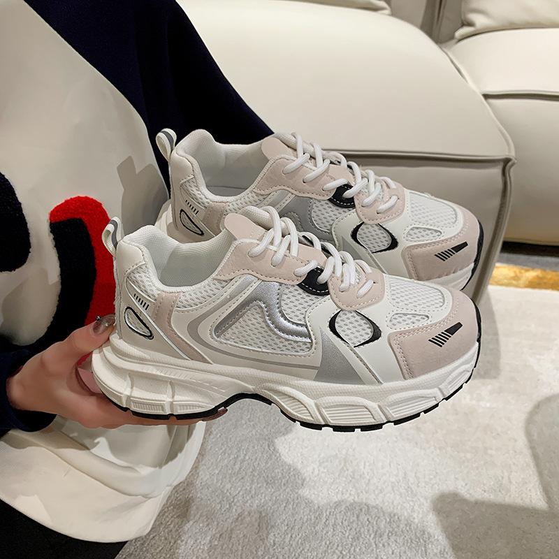 Women's Breathable Thick-soled Sports Shoes Unisex Lace-up Casual Sneakers Tennis Shoes Thick-soled Women's Shoe