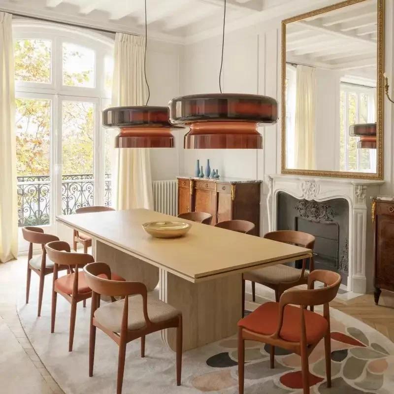 Modern restaurant LED pendant light colorful circular glass pendant light living room bedside home decoration lighting fixtures